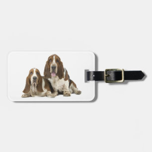 Étiquette À Bagage Chiens de basset mignons