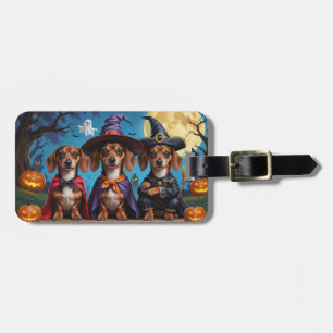 Étiquette À Bagage Chiens de Dachshund Citrouille Halloween drôle
