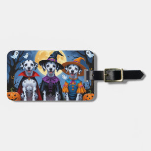 Étiquette À Bagage Chiens de Dalmatie Citrouille Halloween drôle