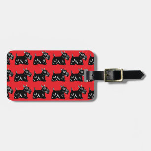 Étiquette À Bagage Chiens écossais Balise bagage rouge et Motif noir