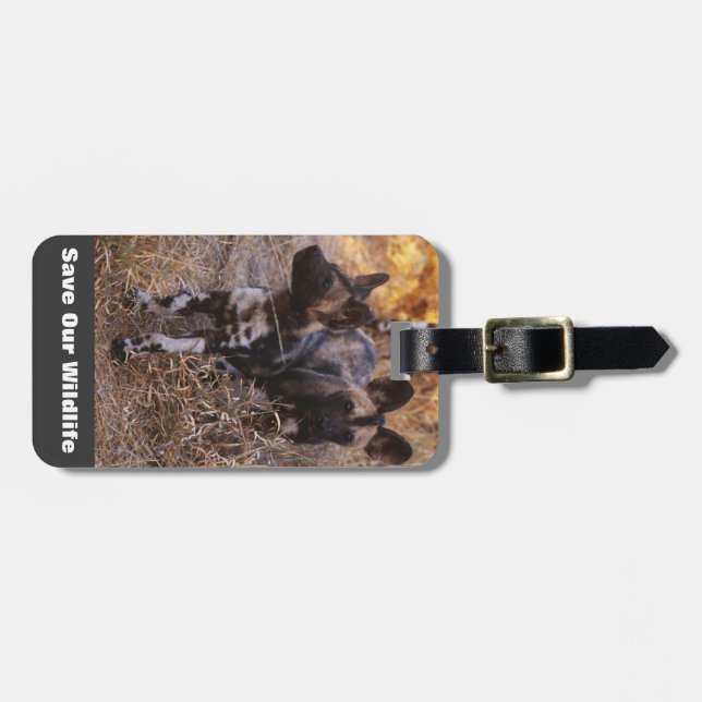 Étiquette À Bagage Chiens sauvages sauvent notre faune (Devant horizontal)