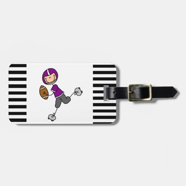 Étiquette À Bagage Chiffre pourpre de bâton du football (Devant horizontal)