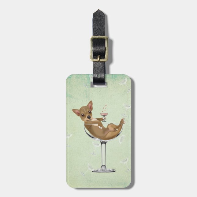 Étiquette À Bagage Chihuahua en verre de cocktail (Devant Vertical)
