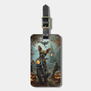 Étiquette À Bagage Chihuahua équitation moto Halloween effrayant
