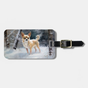 Étiquette À Bagage Chihuahua Laisser neiger Noël