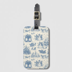 Étiquette À Bagage Chinoiserie Toile d'hiver bleu