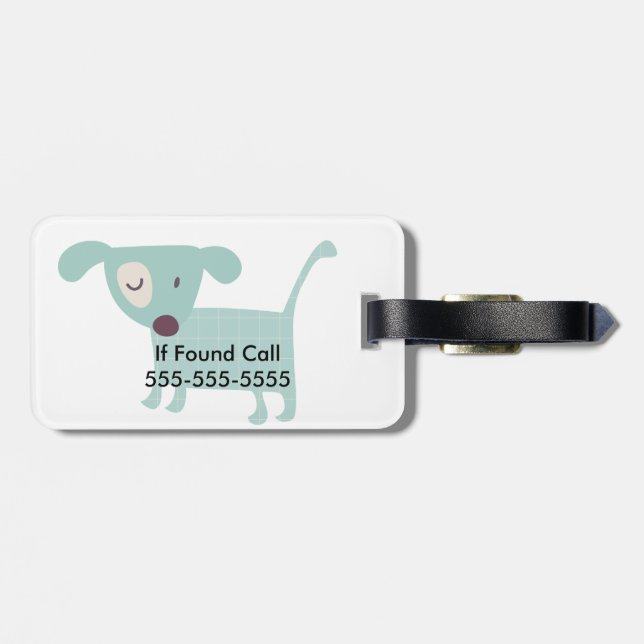 Étiquette À Bagage Chiots, étoiles et fleurs (Dos horizontal)