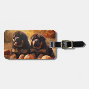Étiquette À Bagage Chiots Mastiff Tibétain Délice d'Automne Citrouill