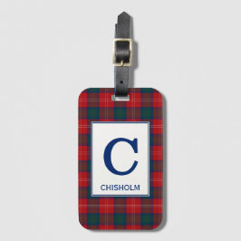Étiquette À Bagage Chisholm Tartan Motif rouge et bleu