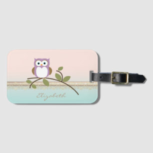 Étiquette À Bagage Chouette adorable et féminine