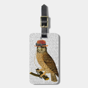 Étiquette À Bagage Chouette avec Casquette Bowler style Steampunk