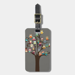Étiquette À Bagage Chouette Cute Sur L'Arbre   ARRIÈRE - PLAN