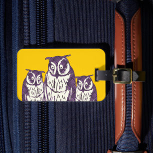 Étiquette À Bagage Chouette géométrique violette Famille Votre Texte 