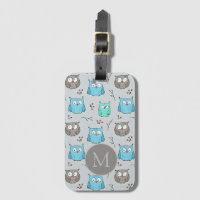 Chouette gris bleu mou Motif Monogramme