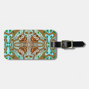 Étiquette À Bagage Chouette tirée à la main Mandala