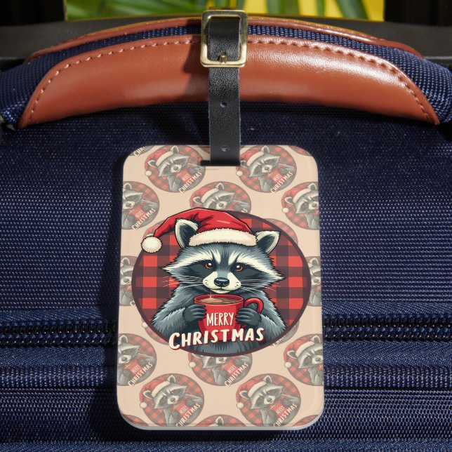 Étiquette À Bagage Christmas Raccoon Cocoa Cheer (Insitu Rectoal 2)