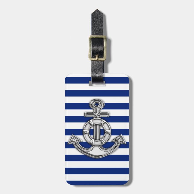 Étiquette À Bagage Chrome Comme Lifesaver sur les bandes Nautiques (Devant Vertical)