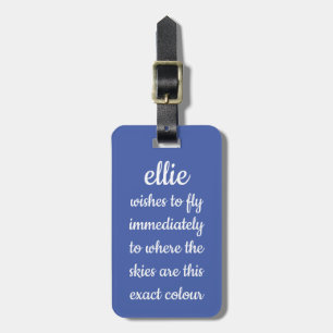 Étiquette À Bagage Ciels de Bleu Clair Personnalisé Funny Humour