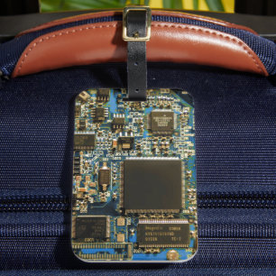 Étiquette À Bagage Circuit imprimé bleu macro Photo de PCB