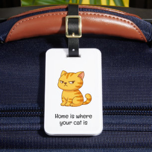 Étiquette À Bagage Citation de chat tigré orange grincheux