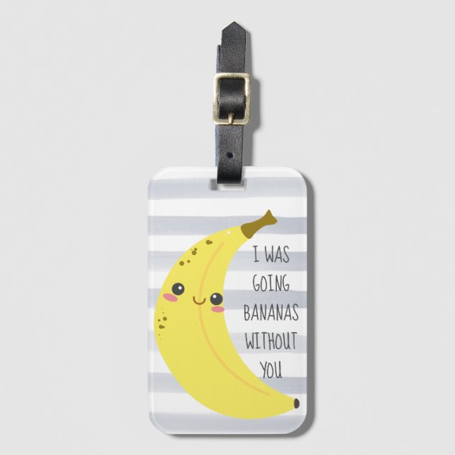 Étiquette À Bagage Citation drôle de banane mignonne de Kawaii (Devant Vertical)