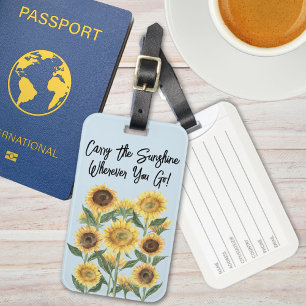 Étiquette À Bagage Citation Personnalisée Fleur de Tournesol Florale