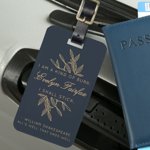 Étiquette À Bagage Citation sur mesure Elegant Botanique Moderne Witt