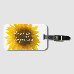 Étiquette À Bagage Citation tournesol "les fleurs sont le bonheur"