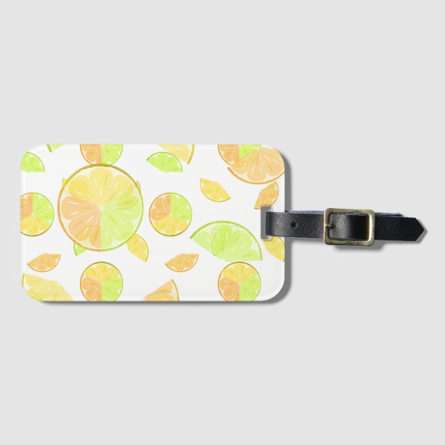 Étiquette À Bagage citron vert orange tranches fruits agrumes nature (Devant Horizontal)