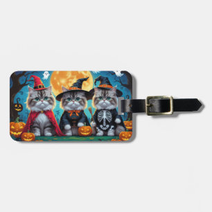 Étiquette À Bagage Citrouille de chats perses Halloween drôle