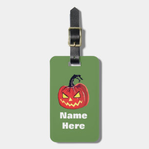 Étiquette À Bagage Citrouille d'horreur d'Halloween Nom personnalisé 