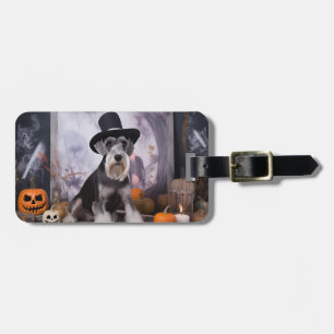 Étiquette À Bagage Citrouilles de Schnauzer miniature Halloween