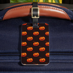 Étiquette À Bagage Citrouilles d'Halloween, Citrouilles Orange Farce 