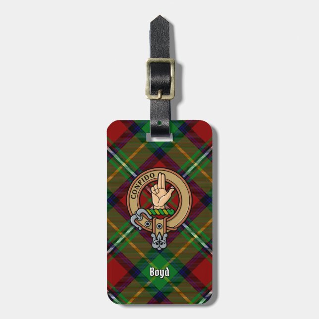Étiquette À Bagage Clan Boyd Crest sur Tartan (Devant Vertical)