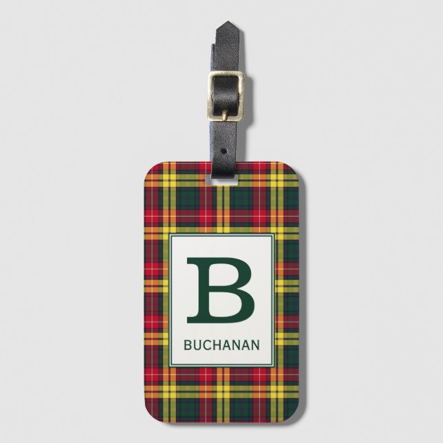 Étiquette À Bagage Clan Buchanan Tartan Monogrammé (Devant Vertical)