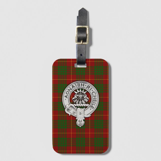 Étiquette À Bagage Clan Cameron Crest & Tartan (Devant Vertical)