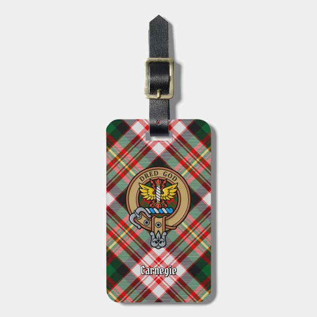 Étiquette À Bagage Clan Carnegie Crest sur la robe Tartan (Devant Vertical)