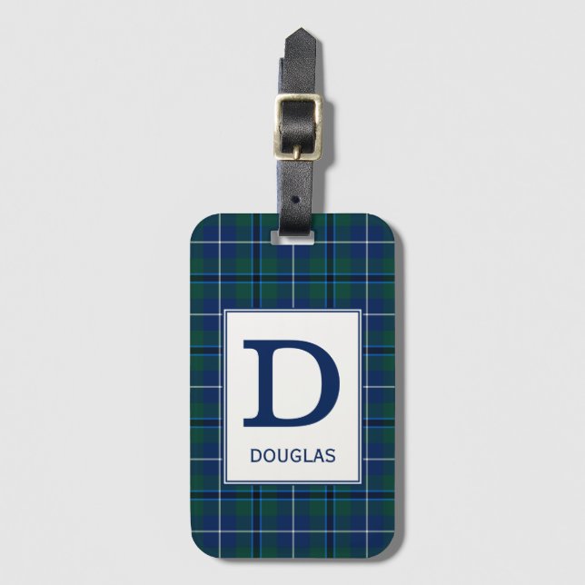 Étiquette À Bagage Clan Douglas Tartan Monogrammed (Devant Vertical)
