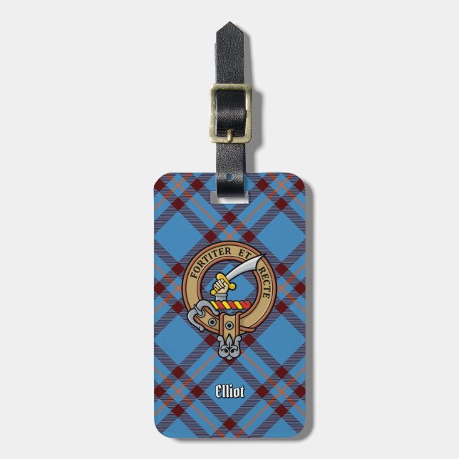 Étiquette À Bagage Clan Elliot Crest sur le tarte antique (Devant Vertical)