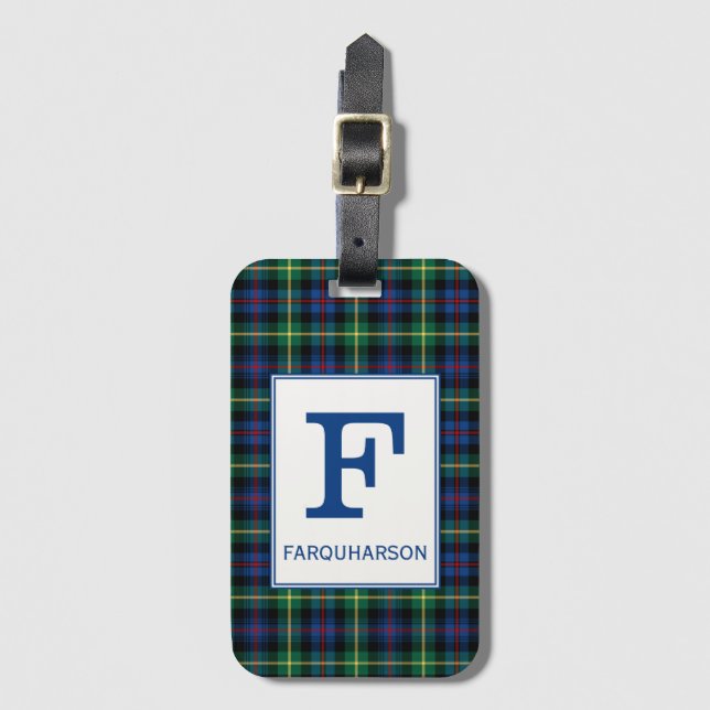 Étiquette À Bagage Clan Farquharson Tartan Monogrammé (Devant Vertical)