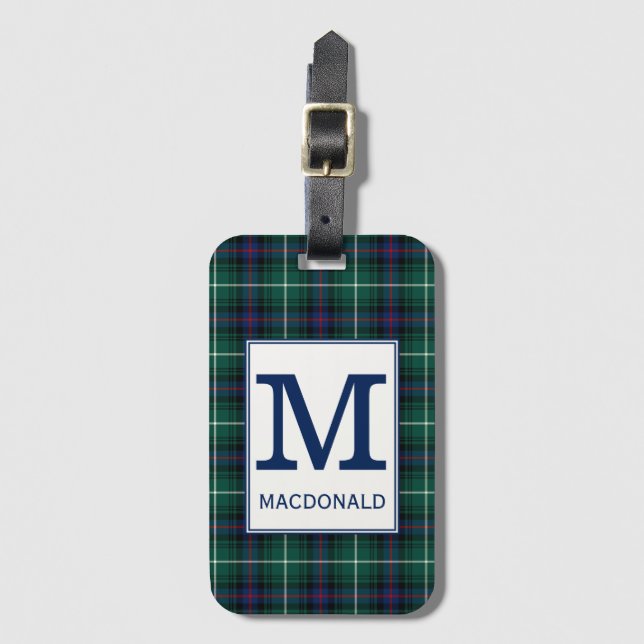 Étiquette À Bagage Clan MacDonald Tartan Monogrammed (Devant Vertical)