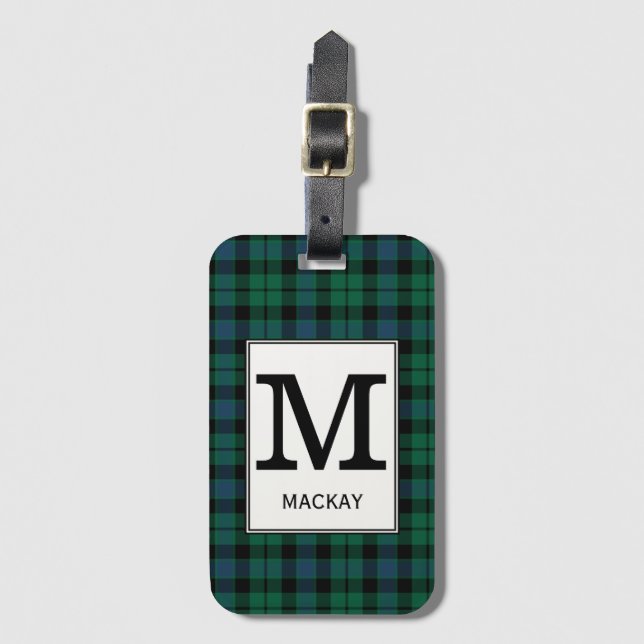 Étiquette À Bagage Clan MacKay Tartan Monogrammed (Devant Vertical)