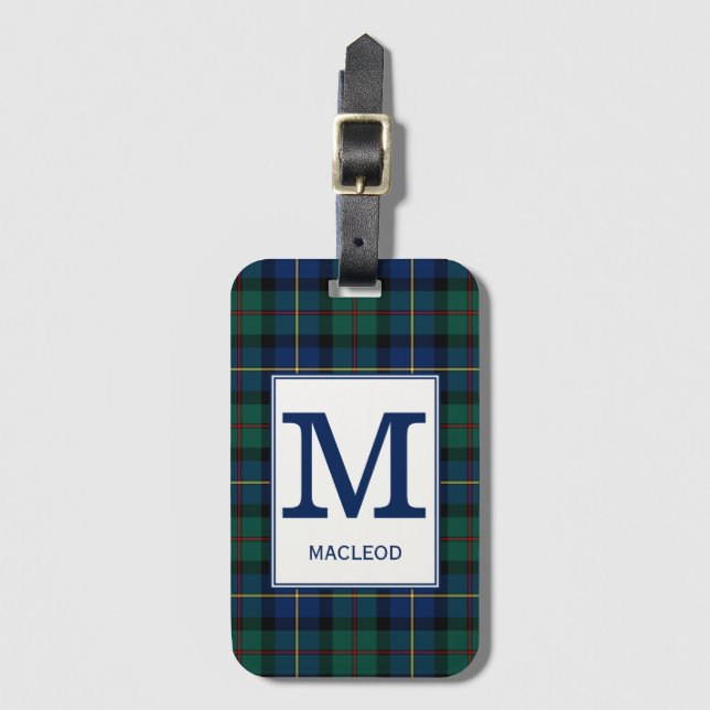 Étiquette À Bagage Clan MacLeod de Skye Tartan Monogrammed (Devant Vertical)
