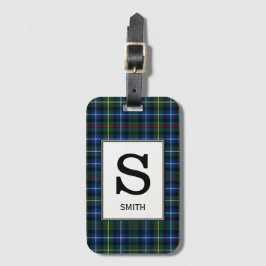 Étiquette À Bagage Clan Smith Tartan Monogrammé