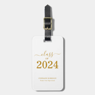 Étiquette À Bagage Classe de 2024 Sobre Gold Script Graduation