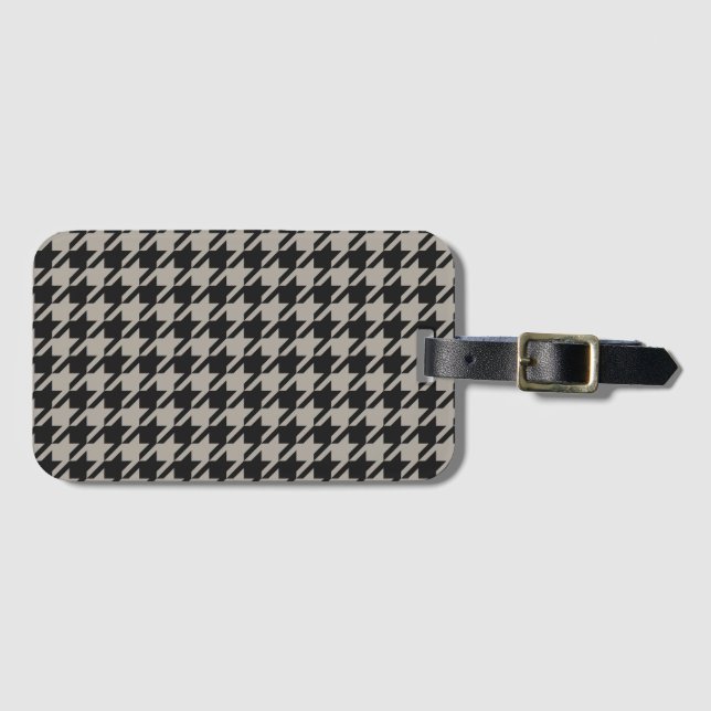 Étiquette À Bagage Classic Pepita Houndstooth Motif Black Grey (Devant Horizontal)