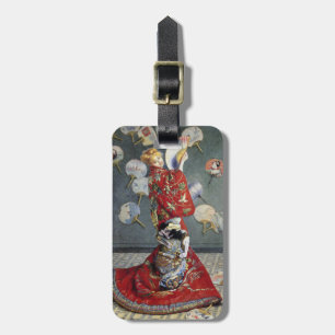 Étiquette À Bagage Claude Monet Camille en kimono japonais rouge Art