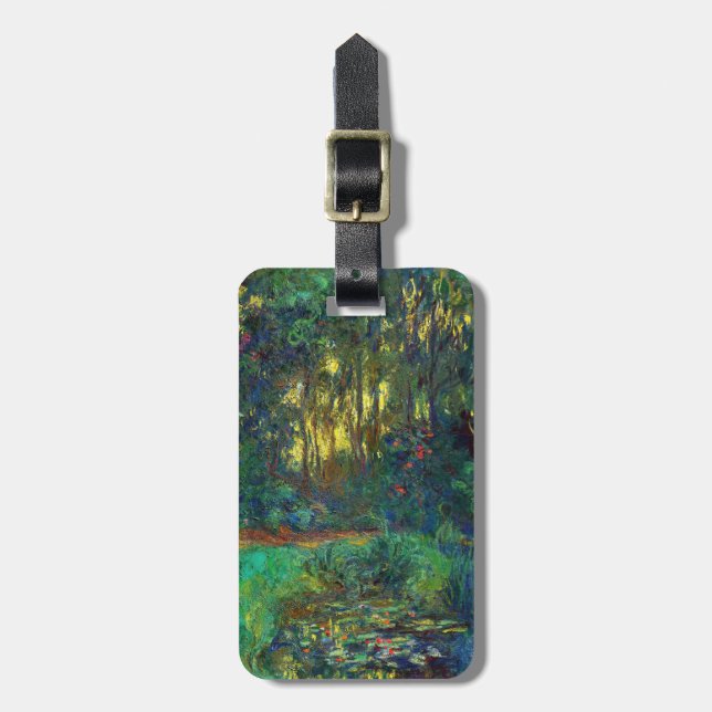 Étiquette À Bagage Claude Monet - Coin d'un étang avec des Nénuphars (Devant Vertical)
