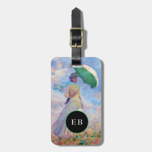 Étiquette À Bagage Claude Monet - Femme avec un parasol face à droite