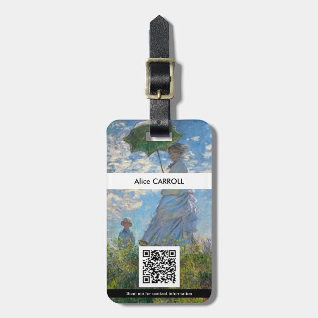 Étiquette À Bagage Claude Monet - La Promenade - Code QR (Devant Vertical)